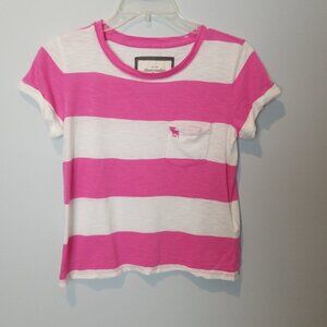Abercrombie & Fitch xs pink white strpe tee
